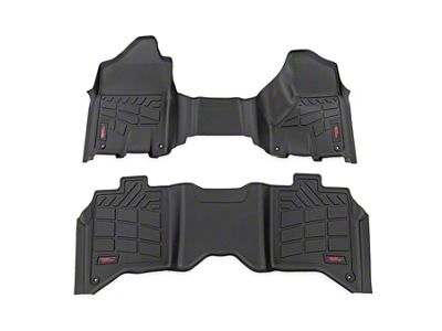 Rough Country Sure-Fit Front and Rear Floor Mats; Black (19-24 RAM 2500 Crew Cab w/ Bench Seat & Automatic Transmission)