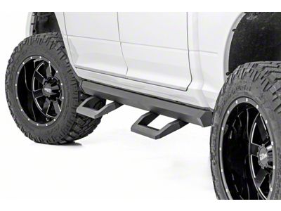 Rough Country SR2 Adjustable Aluminum Side Step Bars; Textured Black (10-18 RAM 3500 SRW Crew Cab)