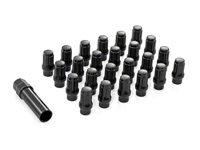 Rough Country Black Closed End Extended Thread Lug Nuts; M12 x 1.5; Set of 24 (19-25 Ranger)