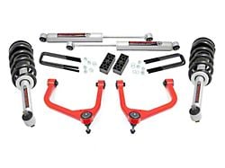 Rough Country 3.50-Inch Suspension Lift Kit with Upper Control Arms, Lifted Struts and Premium N3 Shocks; Red (19-25 Sierra 1500 Crew Cab w/ 5.80-Foot Short Box, Excluding AT4 & Denali)