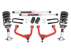 Rough Country 3.50-Inch Suspension Lift Kit with M1 Struts and M1 Rear Shocks; Red (19-24 Sierra 1500 w/ OEM Mono-Leaf Springs & w/o Adaptive Ride Control, Excluding AT4)