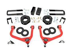 Rough Country 3.50-Inch Suspension Lift Kit with Upper Control Arms; Red (19-24 Sierra 1500 Crew Cab w/ 5.80-Foot Short Box & Adaptive Ride Control, Excluding AT4, & Denali)