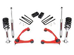 Rough Country 3.50-Inch Upper Control Arm Suspension Lift Kit with Premium N3 Shocks; Red (14-18 2WD Sierra 1500, Excluding Denali)