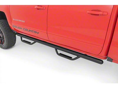 Rough Country Cab Length Nerf Side Step Bars; Black (14-18 Sierra 1500 Double Cab)