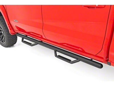 Rough Country Cab Length Nerf Side Step Bars; Black (19-24 Sierra 1500 Crew Cab)