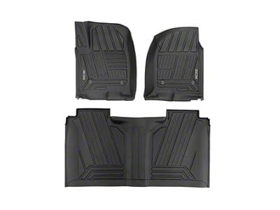 Rough Country Flex-Fit Front and Rear Floor Mats; Black (19-24 Sierra 1500 Crew Cab)