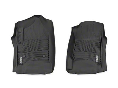 Rough Country Flex-Fit Front Floor Mats; Black (14-18 Sierra 1500 w/ Bucket Seats)