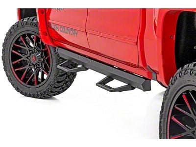 Rough Country SRL2 ADJ Aluminum Side Step Bars; Black (07-18 Sierra 1500 Crew Cab)