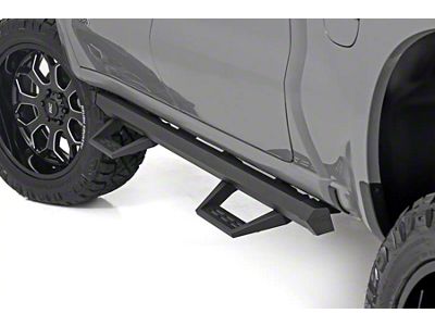 Rough Country SRL2 ADJ Aluminum Side Step Bars; Black (19-25 Sierra 1500 Crew Cab)