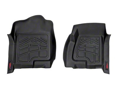 Rough Country Sure-Fit Front Floor Mats; Black (99-06 Sierra 1500 Extended Cab w/ Automatic Transmission & w/o Vinyl Flooring)