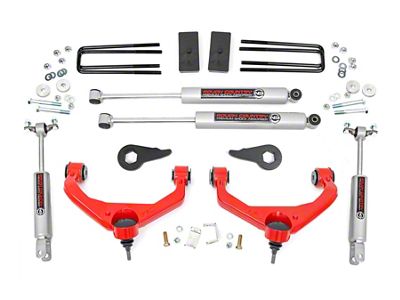 Rough Country 3.50-Inch Bolt-On Suspension Lift Kit with Premium N3 Shocks; Red (11-19 Sierra 2500 HD w/ Factory Overload Springs & w/o MagneRide)