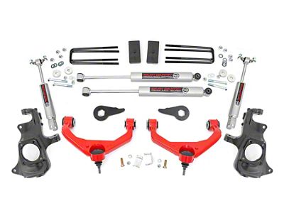 Rough Country 3.50-Inch Knuckle Suspension Lift Kit with Premium N3 Shocks; Red (11-19 Sierra 2500 HD w/ Factory Overload Springs & w/o MagneRide)