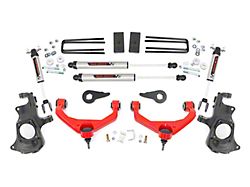 Rough Country 3.50-Inch Knuckle Suspension Lift Kit with V2 Monotube Shocks; Red (11-19 Sierra 2500 HD w/o Rear Overload Springs & MagneRide)