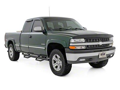 Rough Country Cab Length Nerf Side Step Bars; Black (01-06 Sierra 2500 HD Extended Cab)