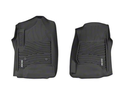 Rough Country Flex-Fit Front Floor Mats; Black (15-19 Sierra 2500 HD w/ Bucket Seats)