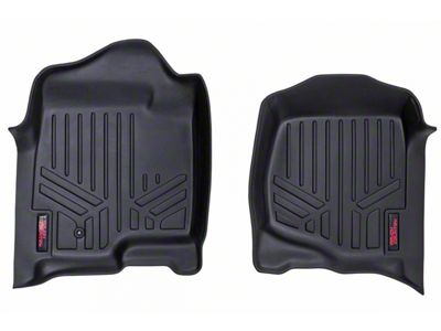 Rough Country Heavy Duty Front Floor Mats; Black (07-14 Sierra 2500 HD w/ Bucket Seats)