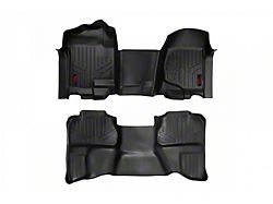 Rough Country Heavy Duty Front Over the Hump and Rear Floor Mats; Black (07-14 Sierra 2500 HD Crew Cab)