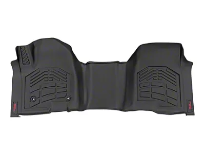 Rough Country Sure-Fit Front Floor Mats; Black (20-25 Sierra 2500 HD Crew Cab w/ Front Bench Seats & w/o Vinyl Flooring)