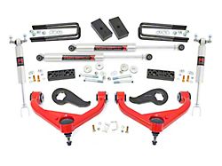 Rough Country 3-Inch Bolt-On Suspension Lift Kit with M1 Monotube Shocks; Red (20-25 Sierra 3500 HD SRW w/o MagneRide)