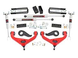 Rough Country 3-Inch Upper Control Arm Suspension Lift Kit with M1 Monotube Shocks; Red (20-25 Sierra 3500 HD DRW w/ Rear Overload Springs)