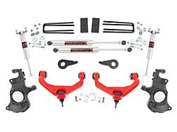 Rough Country 3.50-Inch Knuckle Suspension Lift Kit with M1 Monotube Shocks; Red (11-19 Sierra 3500 HD SRW w/o Factory Overload Springs & MagneRide)