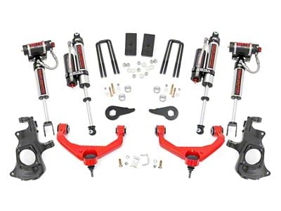 Rough Country 3.50-Inch Knuckle Suspension Lift Kit with Vertex Reservoir Shocks; Red (11-19 Sierra 3500 HD SRW w/ Factory Overload Springs & w/o MagneRide)