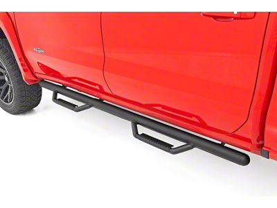 Rough Country Cab Length Nerf Side Step Bars; Black (20-24 Sierra 3500 HD Crew Cab)