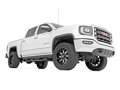 Rough Country SRX2 Adjustable Aluminum Side Step Bars; Textured Black (07-19 Sierra 3500 HD Crew Cab)