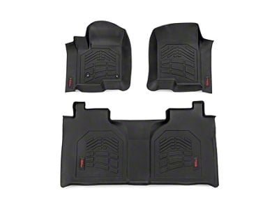 Rough Country Sure-Fit Front and Rear Floor Mats; Black (20-24 Sierra 3500 HD Crew Cab)