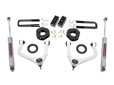 Rough Country 3.50-Inch Forged Upper Control Arm Suspension Lift Kit with Strut Spacers and Premium N3 Shocks (19-24 4.3L, 5.3L, 6.2L Silverado 1500 w/ Rear Multi-Leaf Pack Springs, Excluding Trail Boss & ZR2)