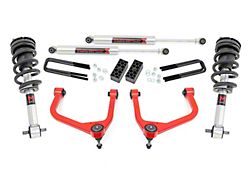 Rough Country 3.50-Inch Suspension Lift Kit with M1 Struts and Rear M1 Monotube Shocks; Red (19-24 Silverado 1500 w/ Rear Multi-Leaf Pack Springs & w/o Adaptive Ride Control, Excluding Diesel & Trail Boss)