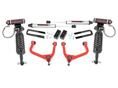 Rough Country 3.50-Inch Forged Upper Control Arm Suspension Lift Kit with Vertex Adjustable Coil-Overs and V2 Monotube Shocks; Red (19-25 4.3L, 5.3L, 6.2L Silverado 1500 w/ Rear Multi-Leaf Pack Springs, Excluding Trail Boss & ZR2)