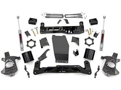 Rough Country 5-Inch Knuckle Suspension Lift Kit with V2 Monotube Shocks (14-18 4WD Silverado 1500 w/ Stock Cast Alumium or Stamped Steel Control Arms)
