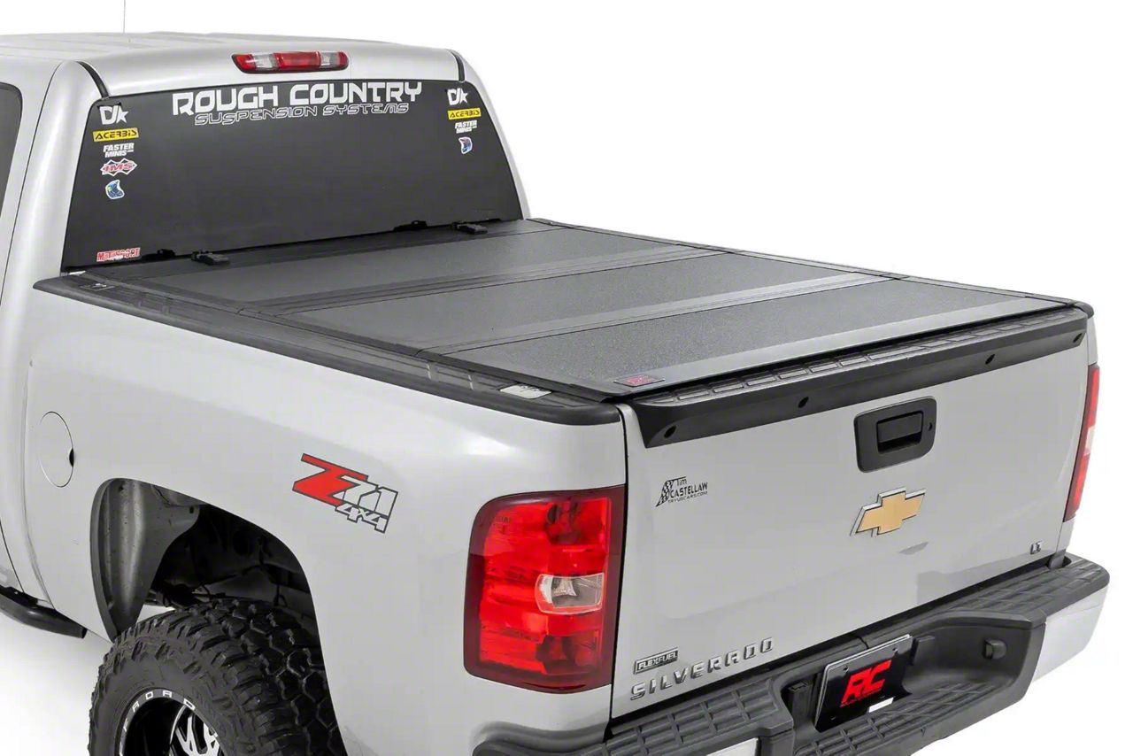 Rough Country Silverado 1500 Hard Tri Fold Flip Up Tonneau Cover 49113551 07 13 Silverado 1500