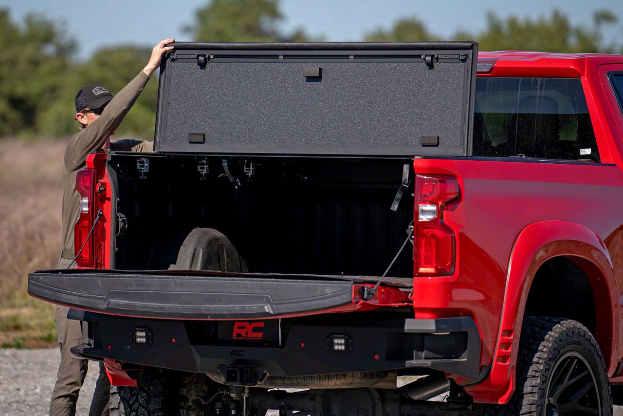 Rough Country Silverado 1500 Hard Tri Fold Flip Up Tonneau Cover 49120650 19 24 Silverado 1500