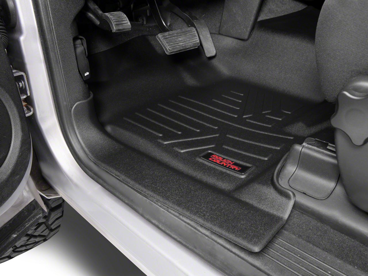 Rough Country Silverado Heavy Duty Front Over The Hump And Rear Floor Mats Black M 21072 07 13 2190