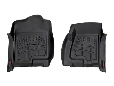 Rough Country Sure-Fit Front Floor Mats; Black (99-06 Silverado 1500 Extended Cab w/ Automatic Transmission & w/o Vinyl Flooring)