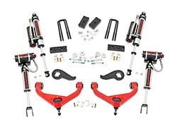 Rough Country 3-Inch Bolt-On Upper Control Arm Suspension Lift Kit with Vertex Reservoir Shocks; Red (20-25 Silverado 2500 HD w/o Rear Overload Springs & MagneRide)