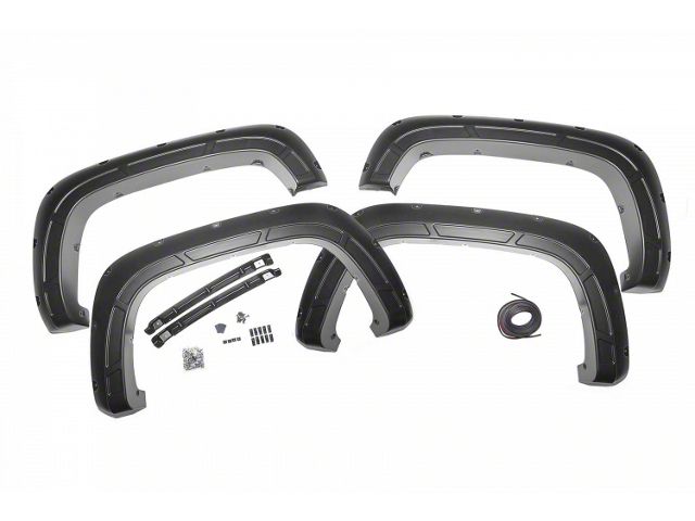 Rough Country Defender Fender Flares; Black (20-24 Silverado 2500 HD)