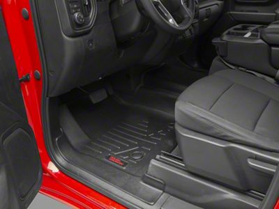 Rough Country Heavy Duty Front and Rear Floor Mats; Black (20-25 Silverado 2500 HD Crew Cab w/ Front Bench Seat & w/o Under Seat Storage)