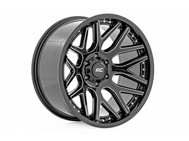 Rough Country 95 Series Gloss Black Machined 8-Lug Wheel; 20x10; -19mm Offset (20-24 Silverado 2500 HD)