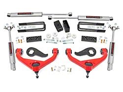 Rough Country 3-Inch Suspension Lift Kit with Premium N3 Shocks; Red (20-25 Silverado 3500 HD DRW w/ Overload Springs)