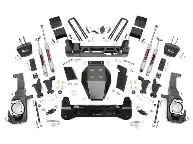 Rough Country 7.50-Inch Torsion Bar Suspension Lift Kit with Premium N3 Shocks (11-19 Silverado 3500 HD SRW)