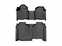 Rough Country Heavy Duty Front and Rear Floor Mats; Black (20-24 Silverado 3500 HD Crew Cab w/ Front Bench Seat & w/o Under Seat Storage)