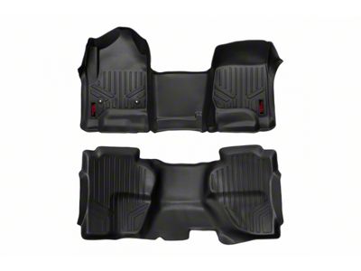 Rough Country Heavy Duty Front and Rear Floor Mats; Black (15-19 Silverado 3500 HD Double Cab)