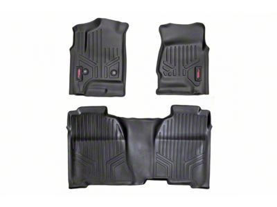 Rough Country Heavy Duty Front and Rear Floor Mats; Black (15-19 Silverado 3500 HD Crew Cab)