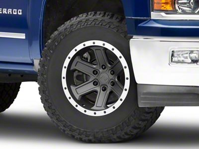 Rovos Wheels Tenere Charcoal with Machined Lip 6-Lug Wheel; 17x9; -15mm Offset (14-18 Silverado 1500)