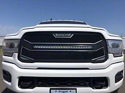 Royalty Core RC4X Layered Upper Replacement Grille with 30-Inch Curved LED Light Bar; Satin Black (19-24 RAM 2500 w/ Forward Facing Camera)