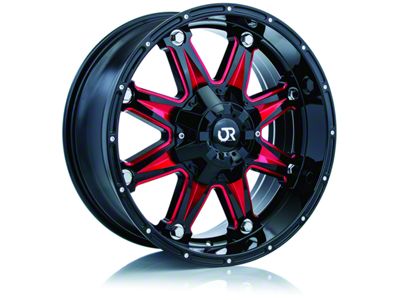 RTX Offroad Wheels Spine Black with Milled Red Spokes 6-Lug Wheel; 18x9; 10mm Offset (07-13 Sierra 1500)