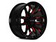 RTX Offroad Wheels Patton Gloss Black Red Milling 8-Lug Wheel; 20x9; 18mm Offset (11-14 Silverado 2500 HD)